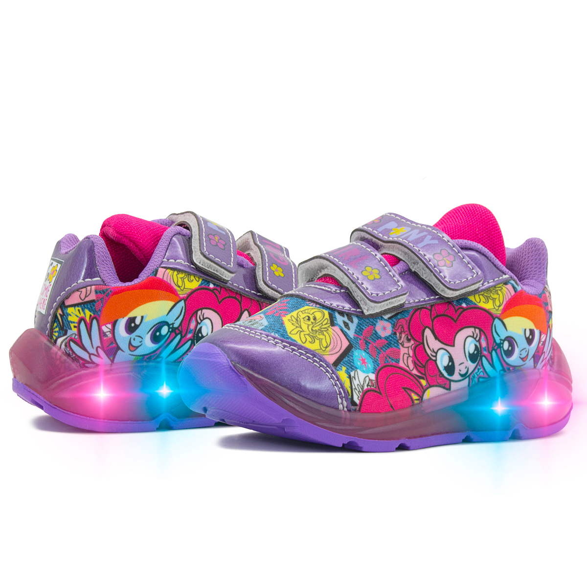 Tenis Niña Moda Luces Led My Little Pony Morado Velcro 14-19