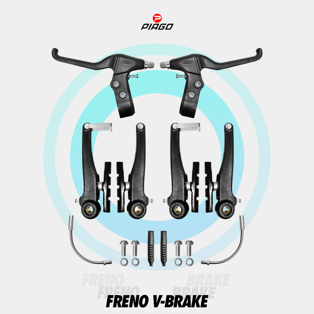 Juego Completo De Frenos V-Brake Bicicleta Acero Plastificado