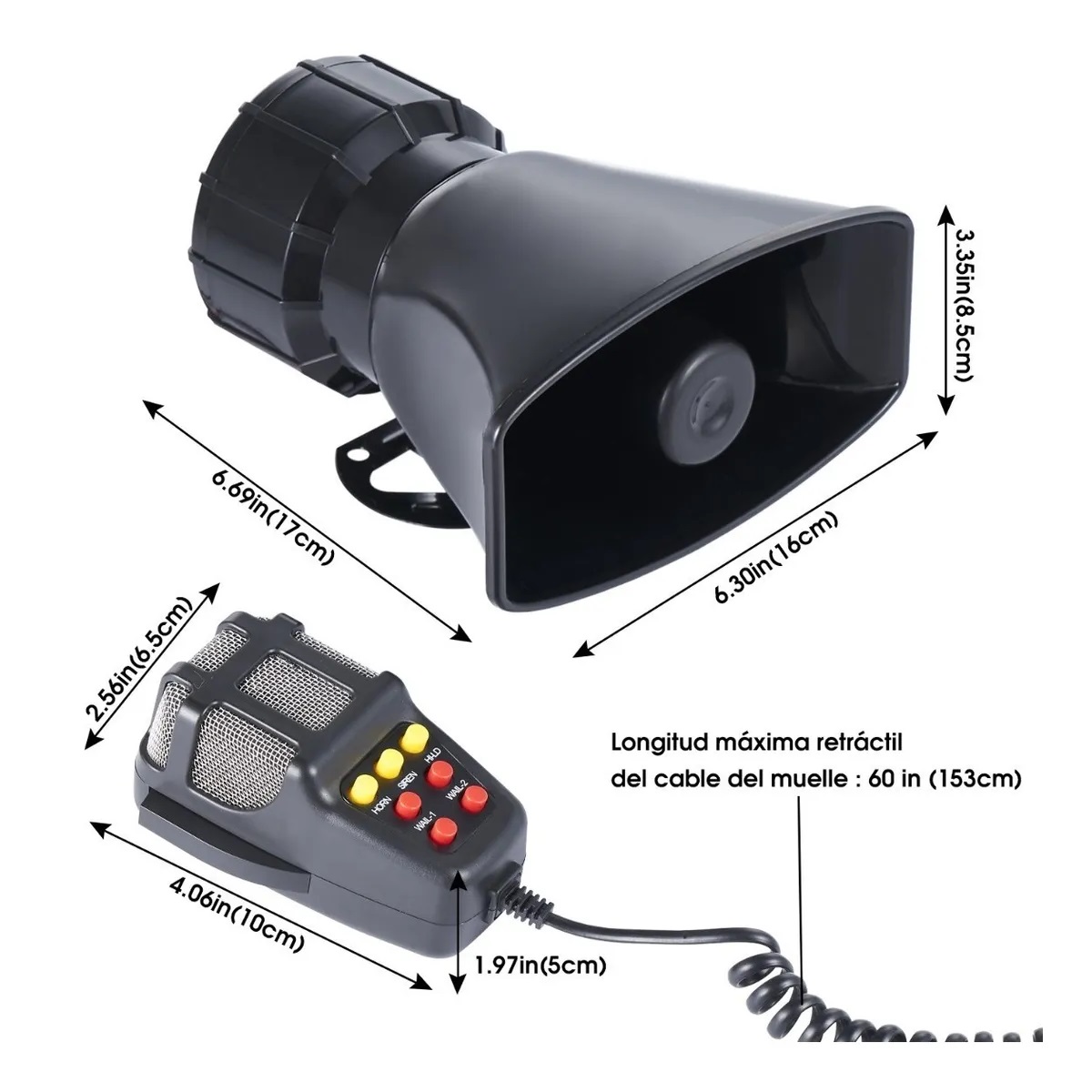 Sirena 7 Tonos Policía Pato Patrulla Con Altavoz Emerge 100w