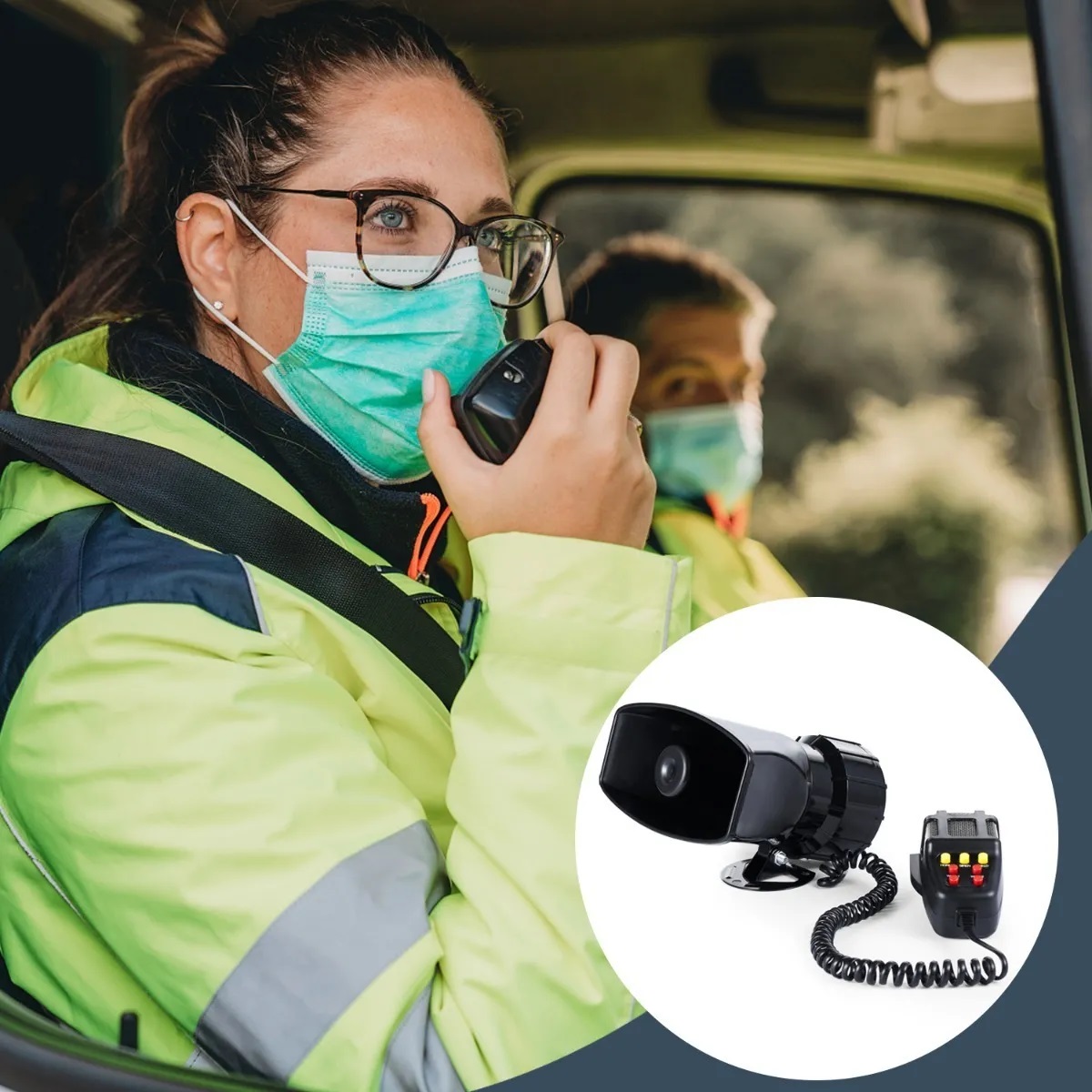 Sirena 7 Tonos Policía Pato Patrulla Con Altavoz Emerge 100w