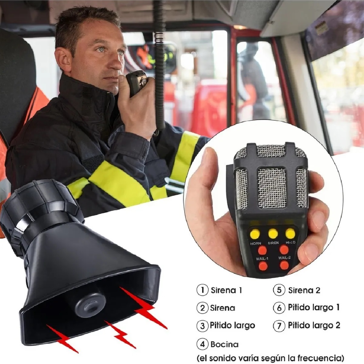 Sirena 7 Tonos Policía Pato Patrulla Con Altavoz Emerge 100w