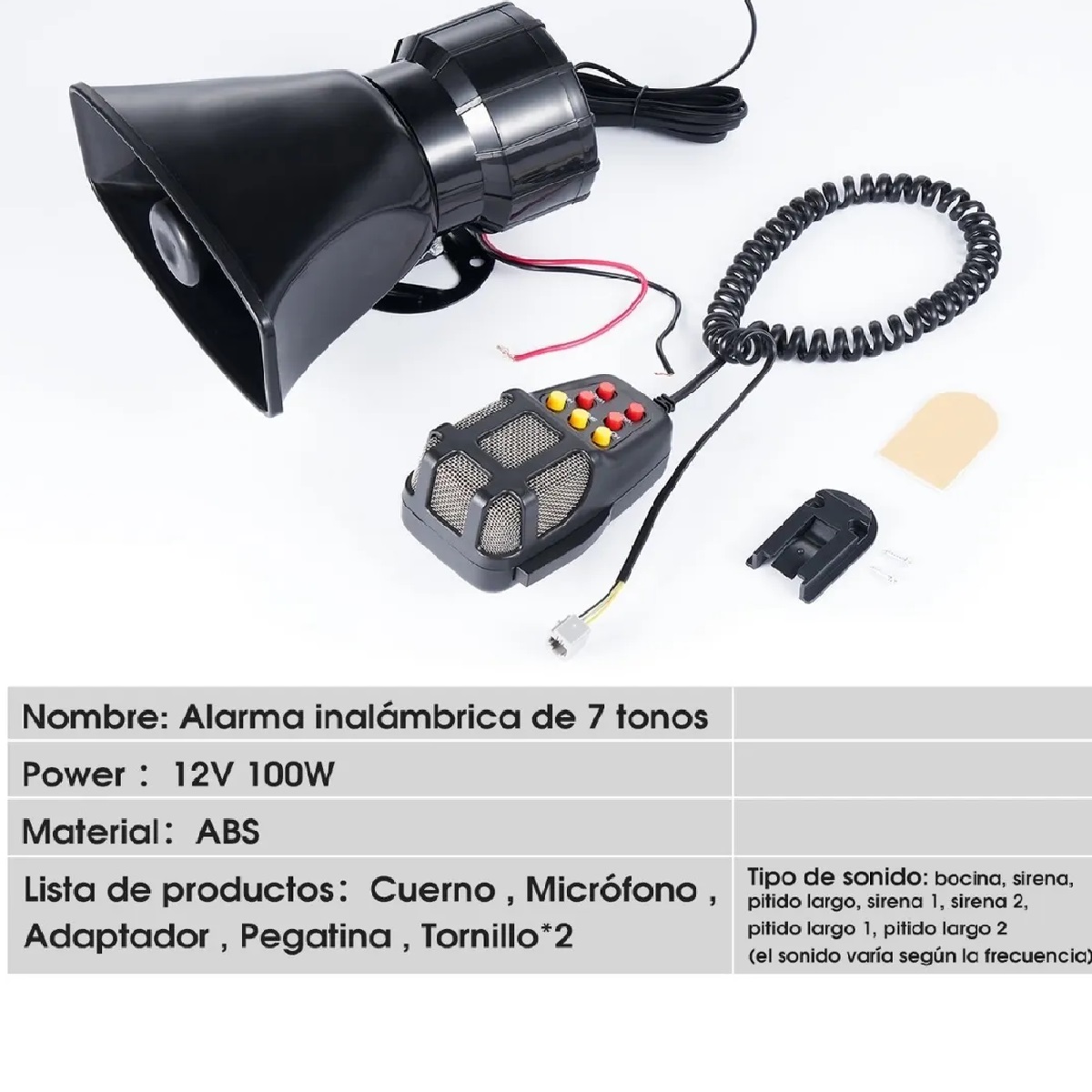 Sirena 7 Tonos Policía Pato Patrulla Con Altavoz Emerge 100w