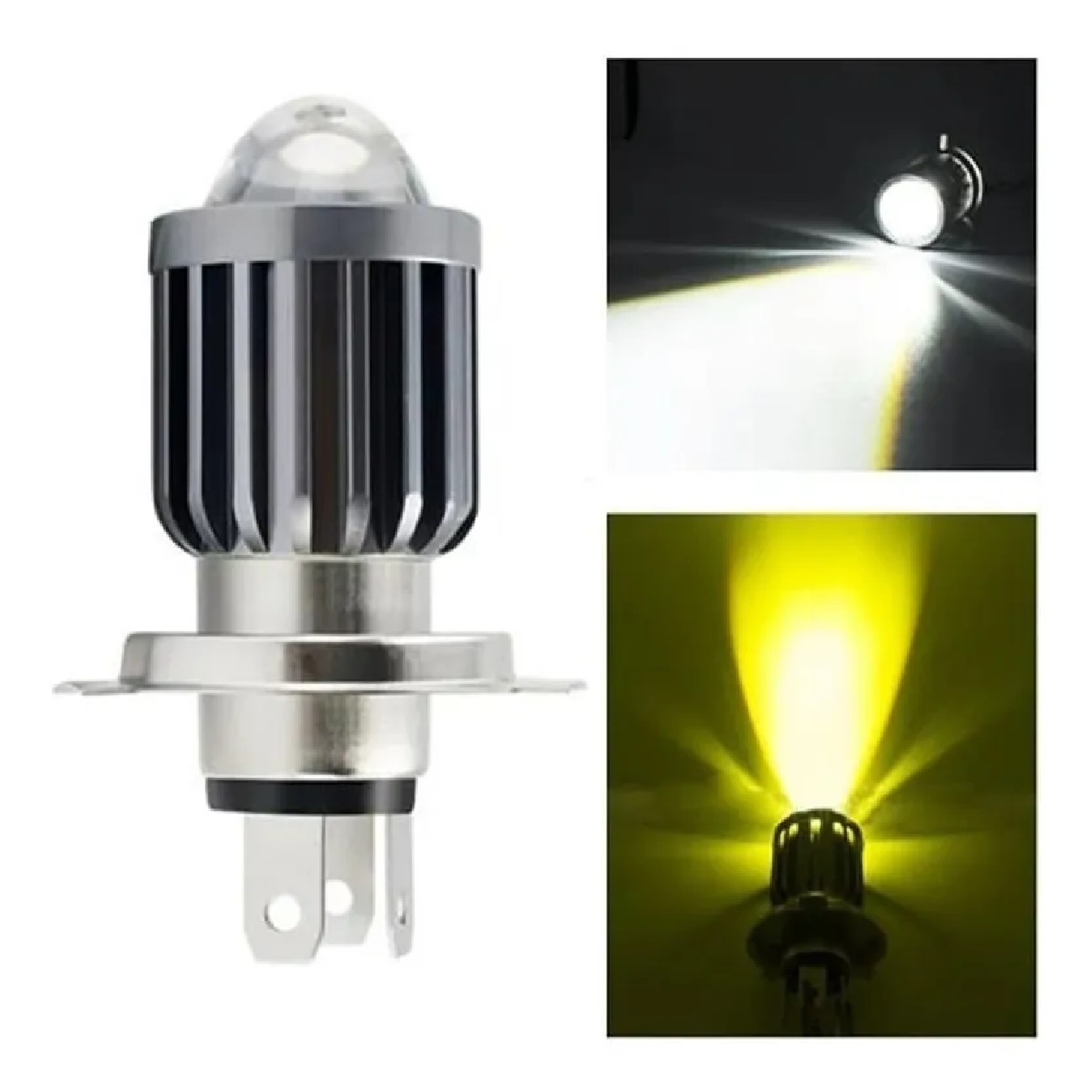Foco Led H4 Faro Moto Lupa Blanco Amarillo Proyector