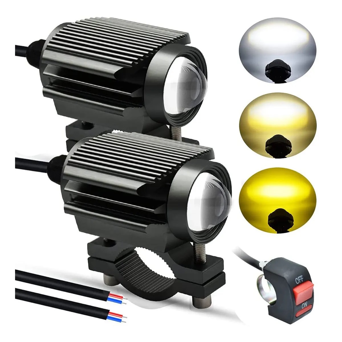 Par Faros Luces Led Para Motos Auto Doble Color Impermeable