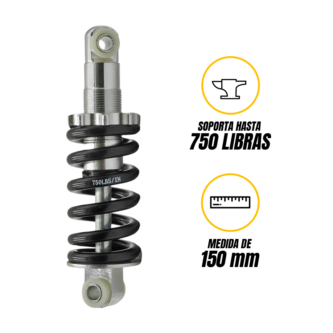 Amortiguador Bicicleta Cuadro Resorte 150mm X 750 Libras