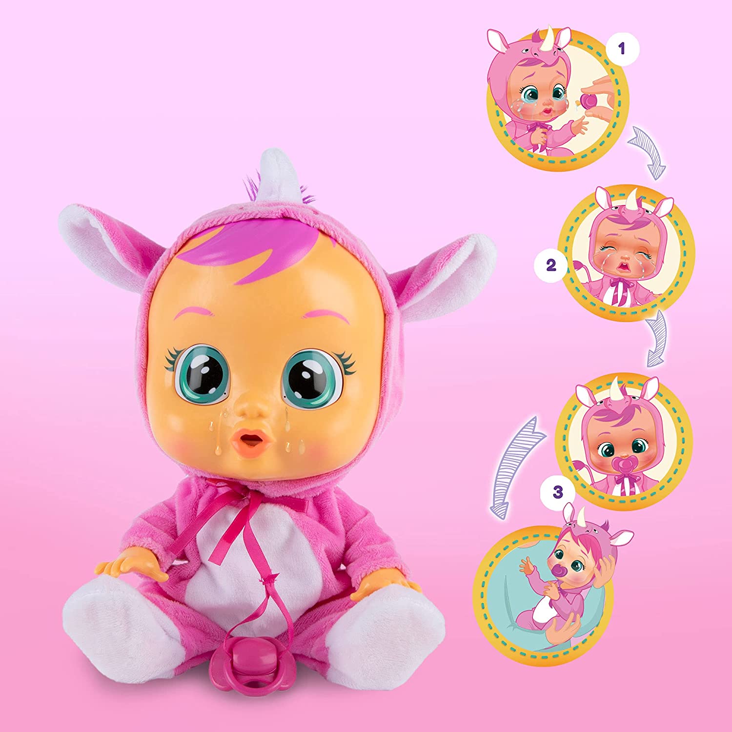 Bebés Llorones Sasha Pijama De Rinoceronte Lagrima De Verdad