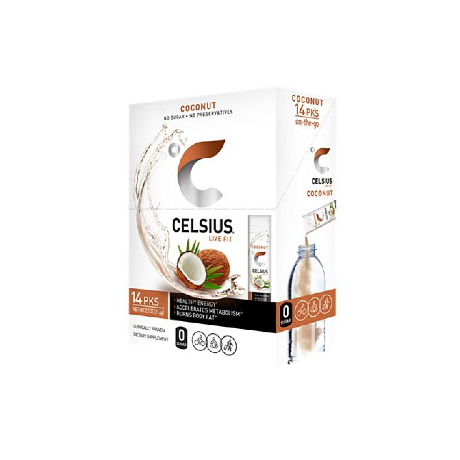 Celsius Energy Powder Drink Mix - Coconut (14 Packets)
