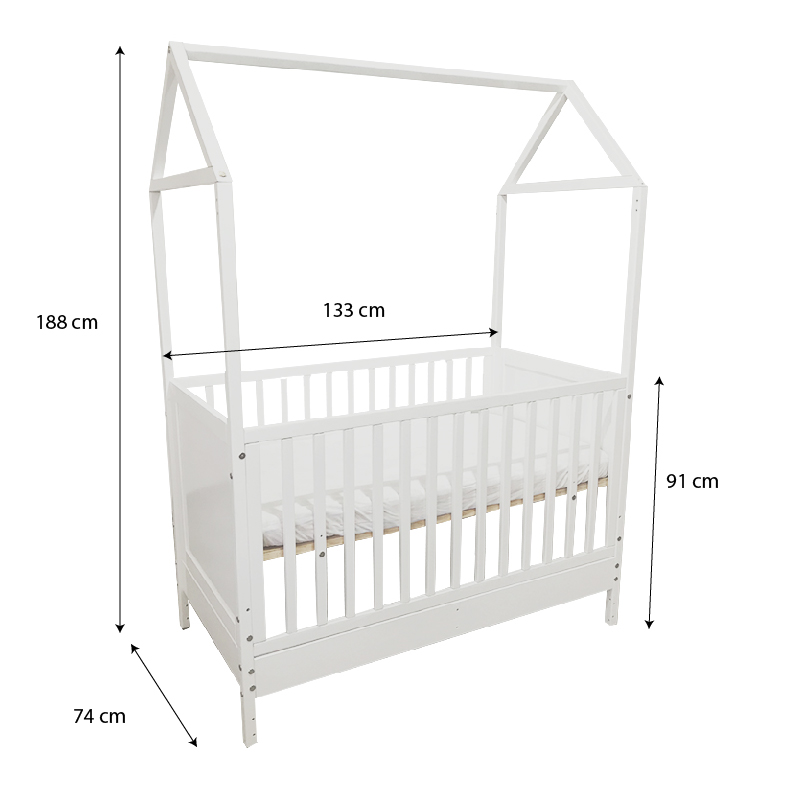 Cama Cuna Montessori 5 en 1 Casita Blanco.