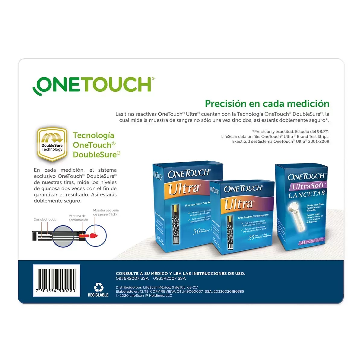 Pack One Touch Ultra 75 Tiras reactivas + 25 Lancetas Ultra Soft