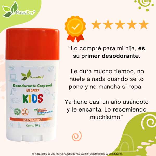 NaturalDry - 3  Desodorantes corporal en barra kids - Sin aluminio - Neutraliza el mal olor