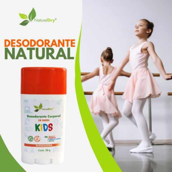 NaturalDry - 3  Desodorantes corporal en barra kids - Sin aluminio - Neutraliza el mal olor