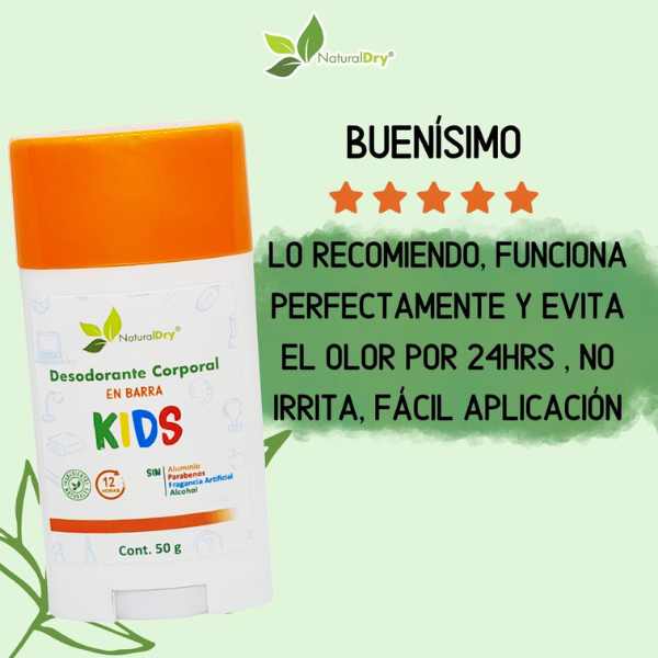NaturalDry - 2 Desodorantes corporal en barra kids - Sin aluminio - Neutraliza el mal olor