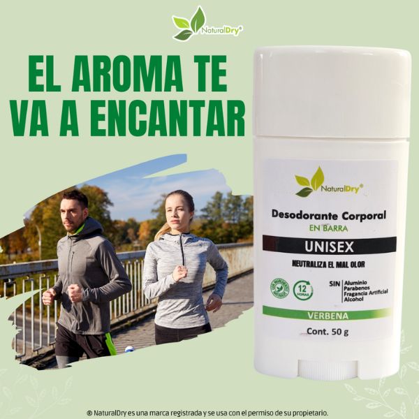 NaturalDry - 1 Desodorante corporal en barra unisex - Sin aluminio - Neutraliza el mal olor