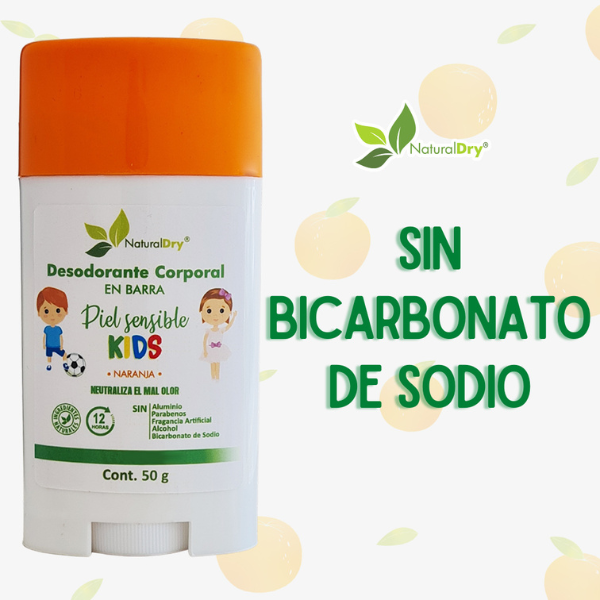 NaturalDry-1 Desodorante corporal en barra piel sensible Kids-Sin aluminio-Neutraliza el mal olor