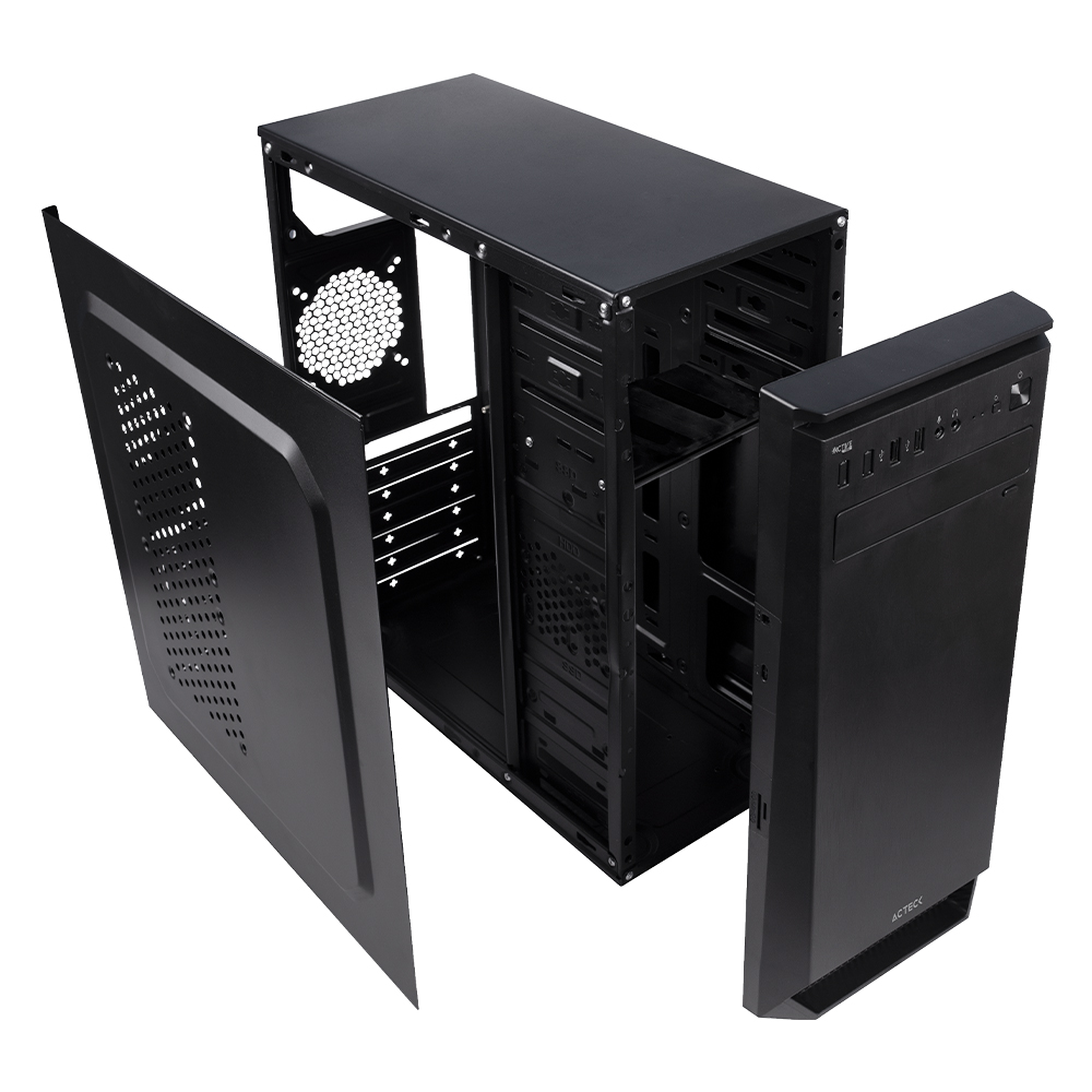 Gabinete Acteck Turin GM270, Tower, ATX/Micro ATX/Mini-ITX, USB 2.0, con Fuente de 500W, Negro