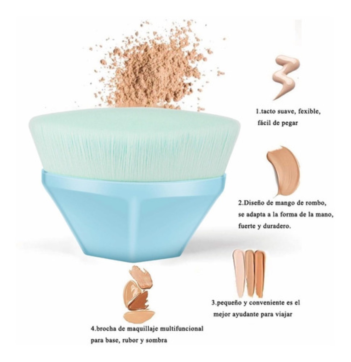 Brochas Base y Contorno Con Esponja Azul