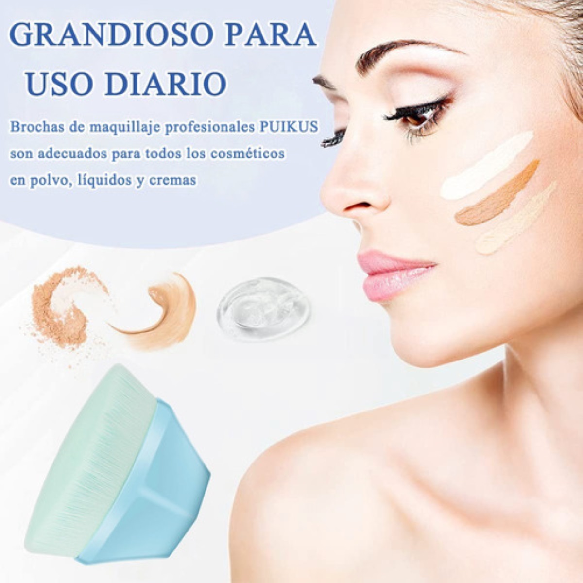 Brochas Base y Contorno Con Esponja Azul