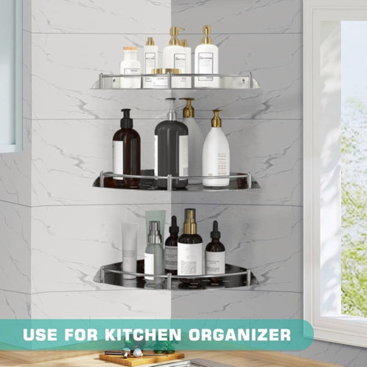 4 Estante Esquinero Organizador De Acero Inoxidable Para Baño