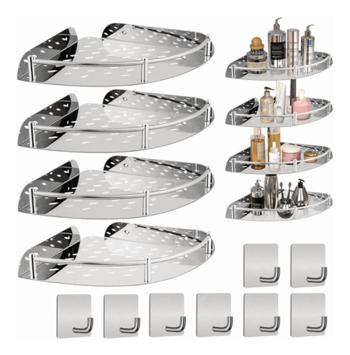 4 Estante Esquinero Organizador De Acero Inoxidable Para Baño