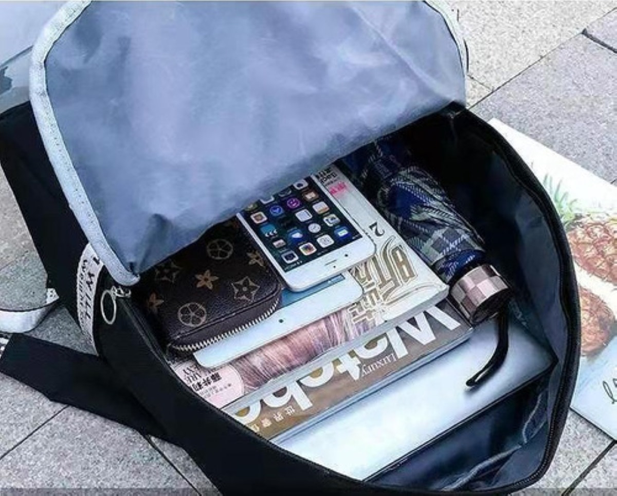 Juego De Mochilas De Viaje A La Moda Para Mujer, 5 Piezas Negro