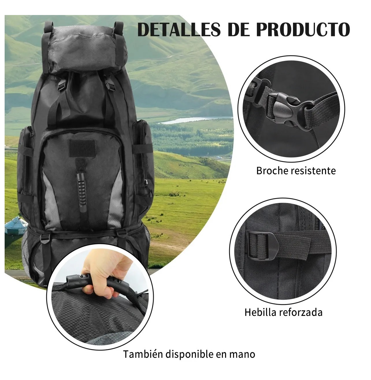 Mochila Al Aire Libre Para Senderismo Montañismo Maleta 80l Negro