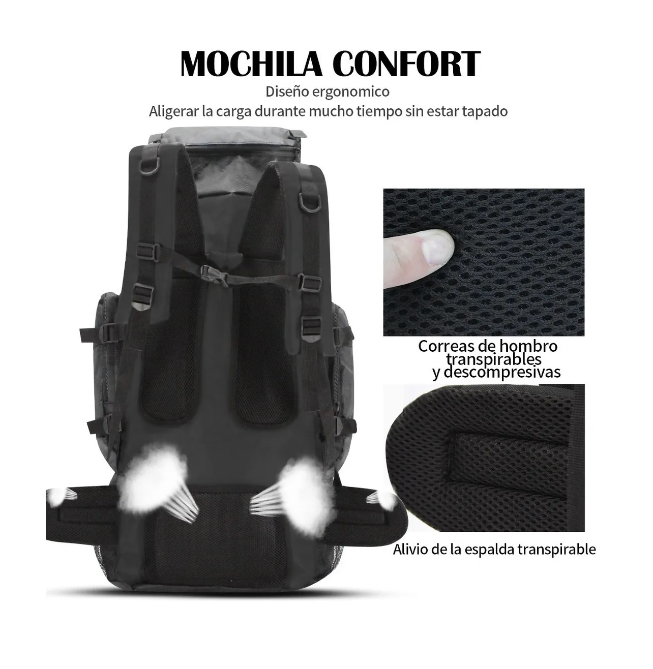 Mochila Al Aire Libre Para Senderismo Montañismo Maleta 80l Negro