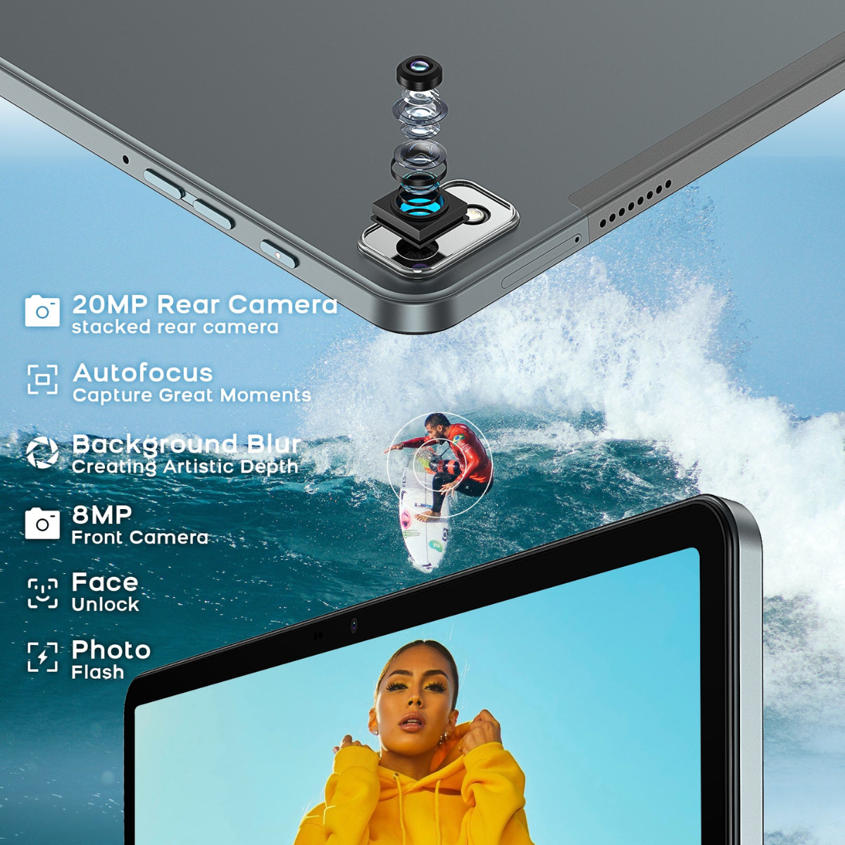 Tableta Inteligente Headwolf HPad2 8/256 GB Doble SIM 4G Cuerpo de Aluminio 
