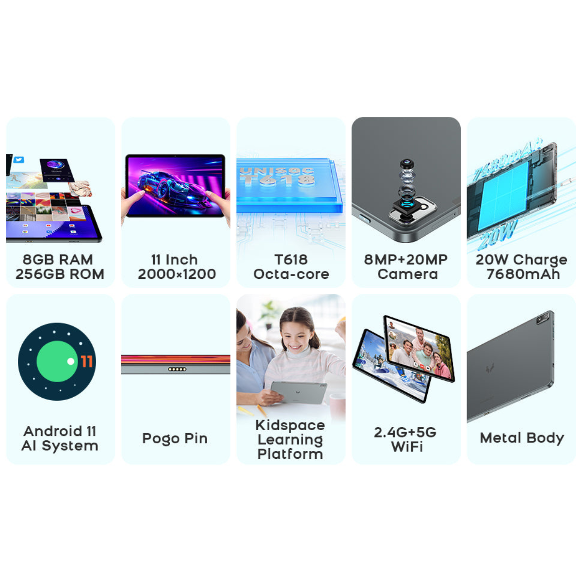 Tableta Inteligente Headwolf HPad2 8/256 GB Doble SIM 4G Cuerpo de Aluminio 