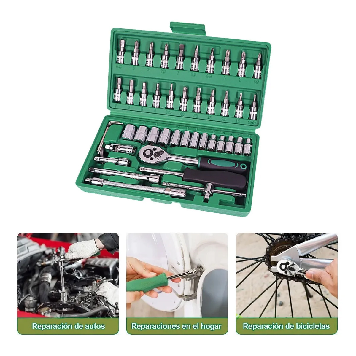 Juego De Herramientas Mecánicas Auto cle Dados Acero kit 46pcs