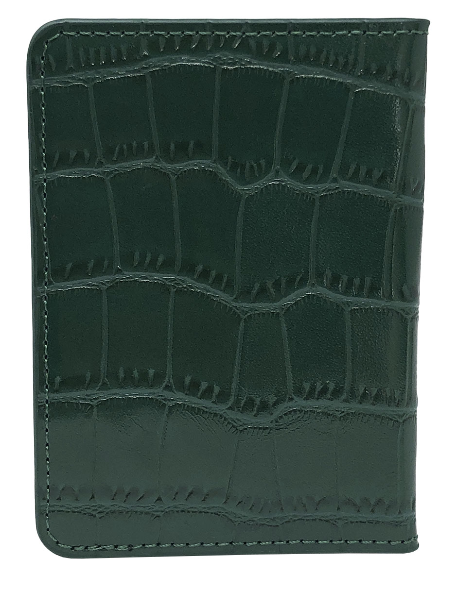 Tarjetero Exótico Acabado Vinipiel De Cocodrilo Cartera Verde Elegante Sarosa