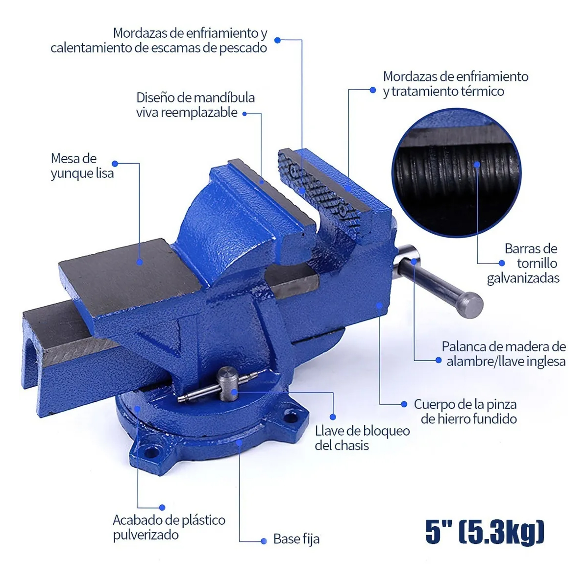 Tornillo De Banco 5 Pulgadas 5.3kg Pesado