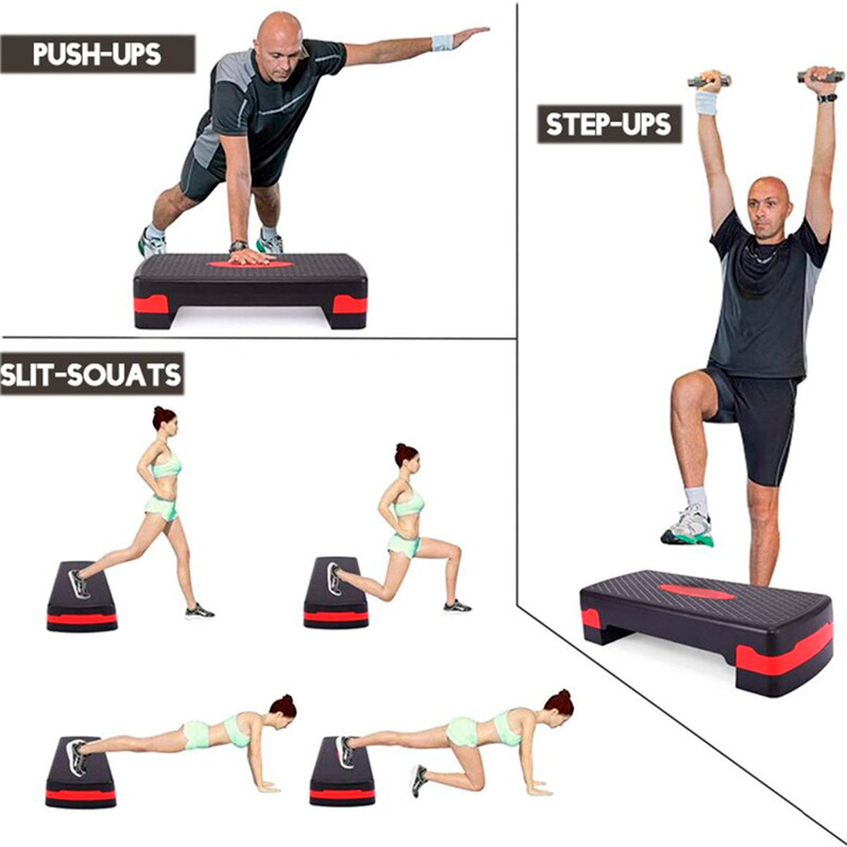 Aerobic Step Rojo ejercicio con 2 Alturas de alta resistencia Escalón ejercicio Fitness para múltiples ejercicios
