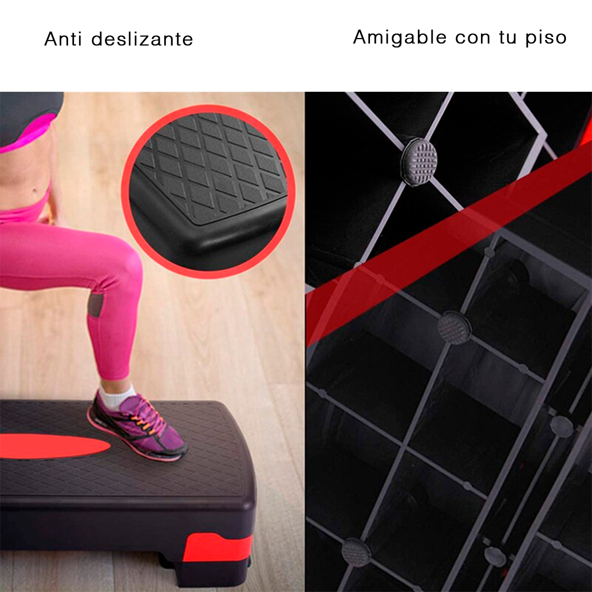 Aerobic Step Rojo ejercicio con 2 Alturas de alta resistencia Escalón ejercicio Fitness para múltiples ejercicios