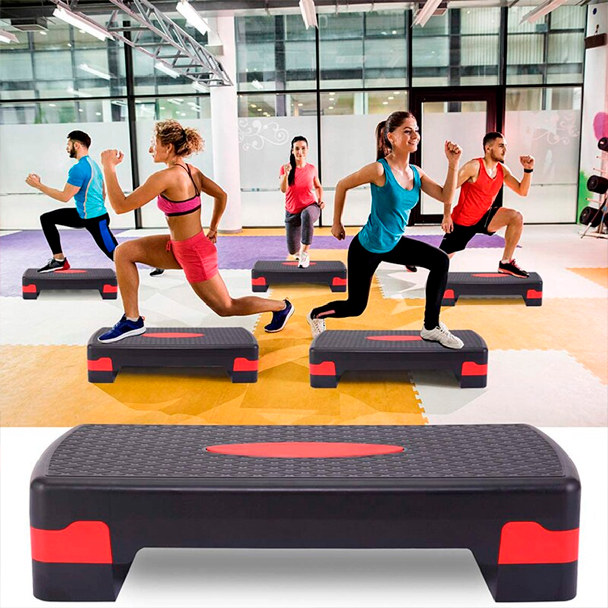 Aerobic Step Rojo ejercicio con 2 Alturas de alta resistencia Escalón ejercicio Fitness para múltiples ejercicios