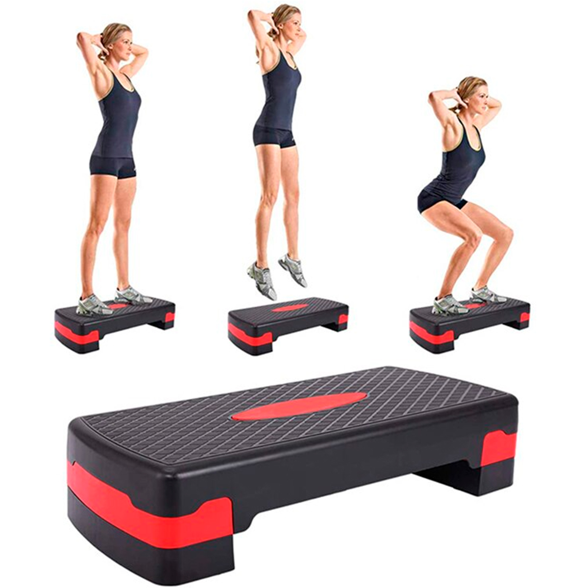 Aerobic Step Rojo ejercicio con 2 Alturas de alta resistencia Escalón ejercicio Fitness para múltiples ejercicios