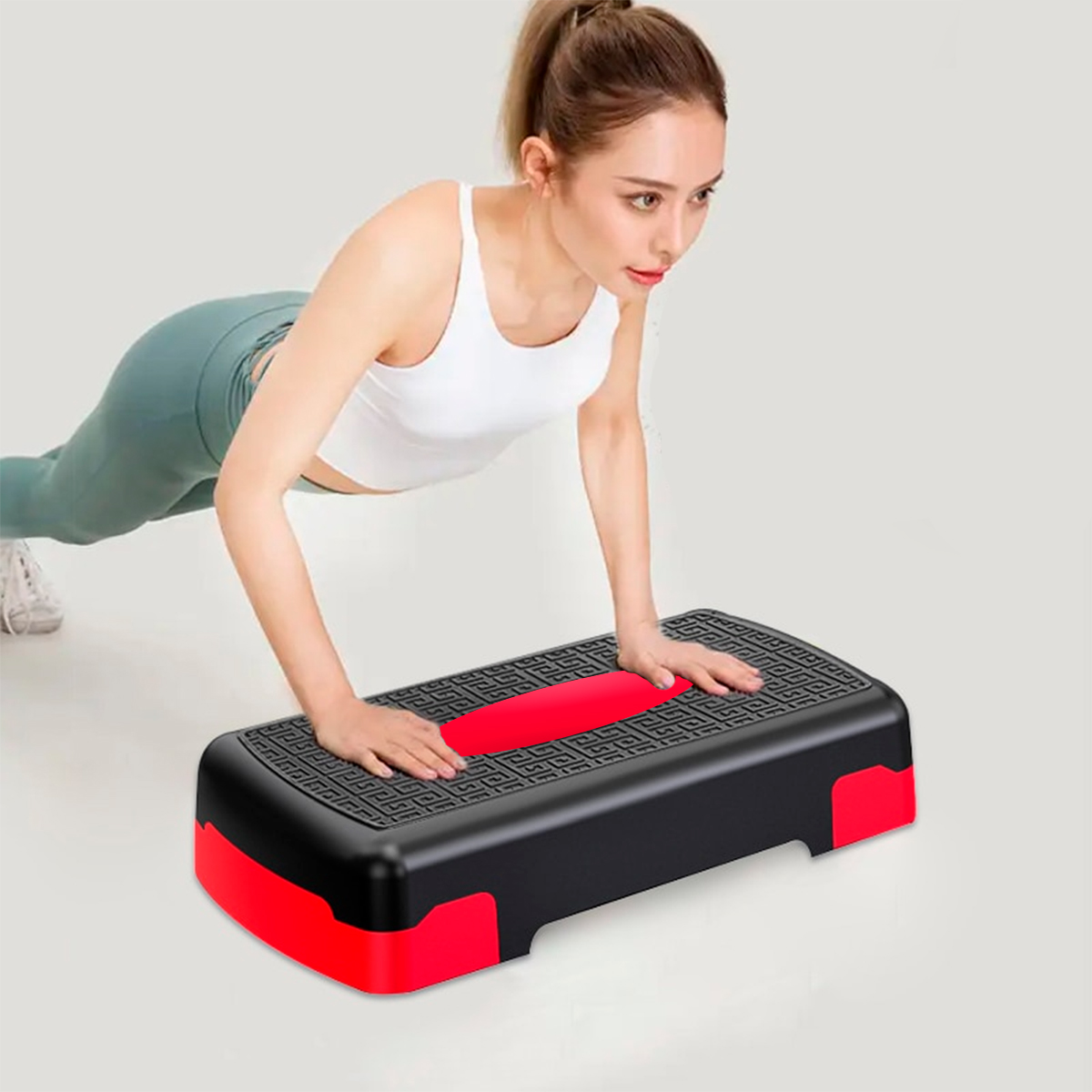 Aerobic Step Rojo ejercicio con 2 Alturas de alta resistencia Escalón ejercicio Fitness para múltiples ejercicios