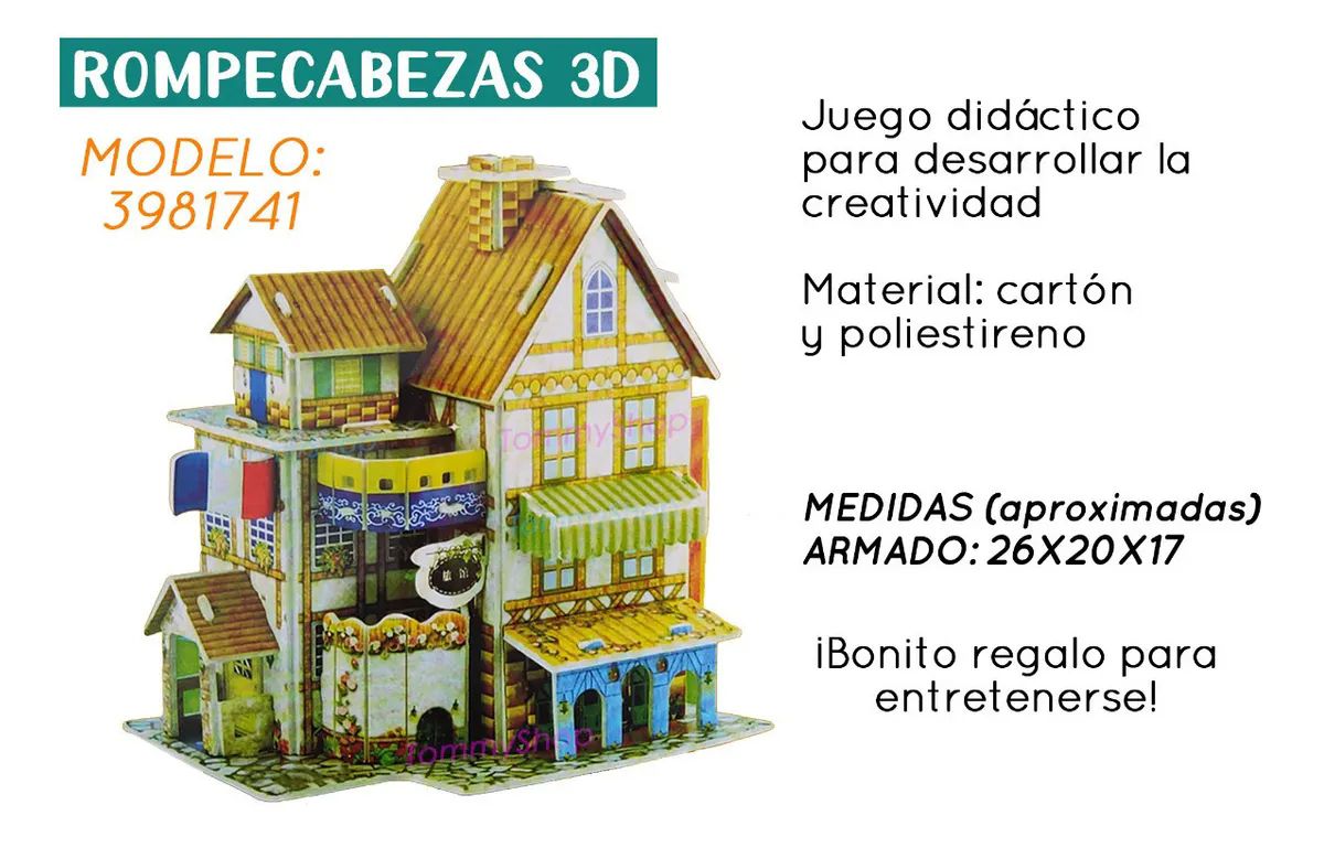 Rompecabezas 3d Juego D Mesa Didactico Infantil P Regalo Casitas p maqueta