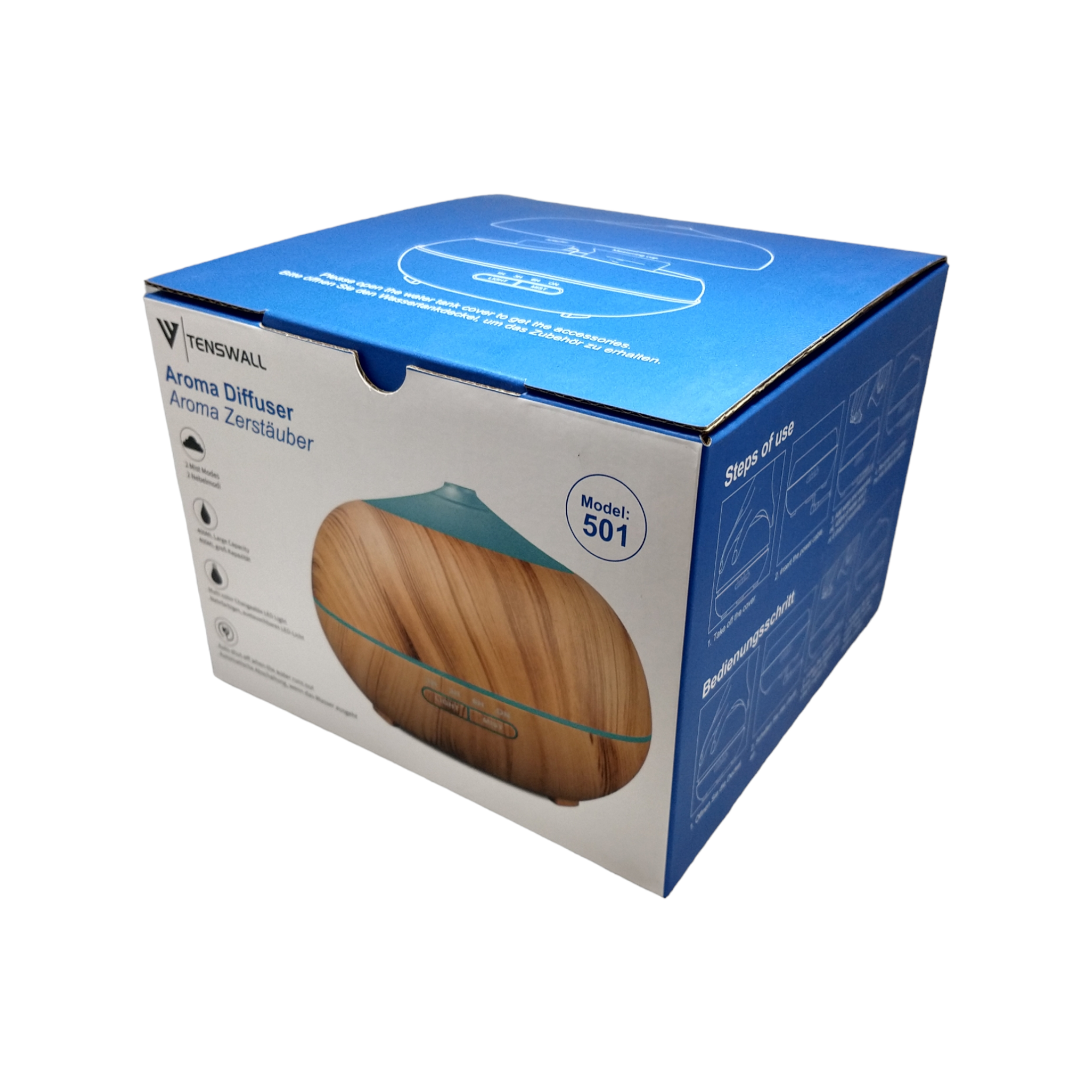 Difusor ultrasónico aromaterapia caoba 400 ml Tenswall 501