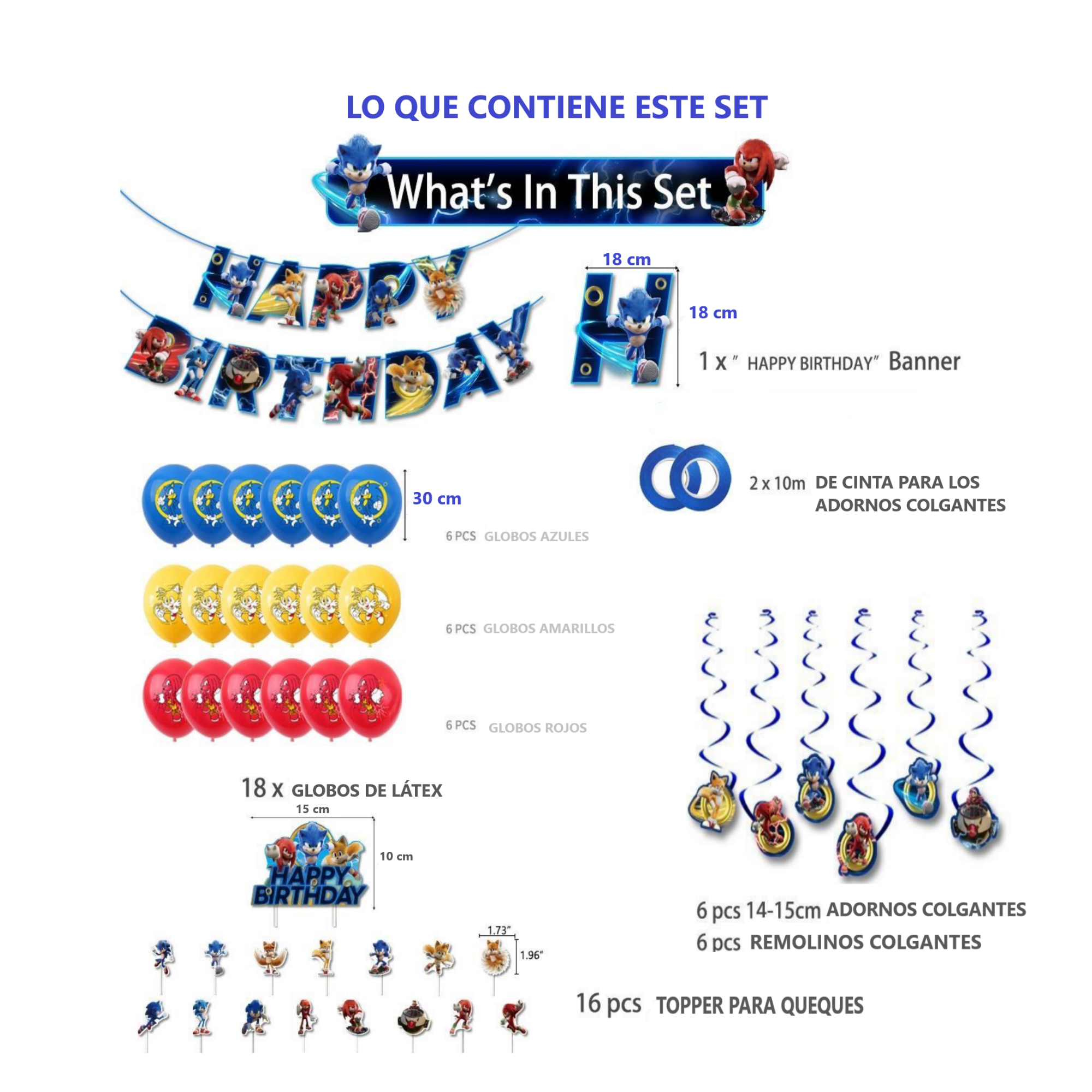 Globos De Cumpleaños Decoración Kit De Fiesta SONIC