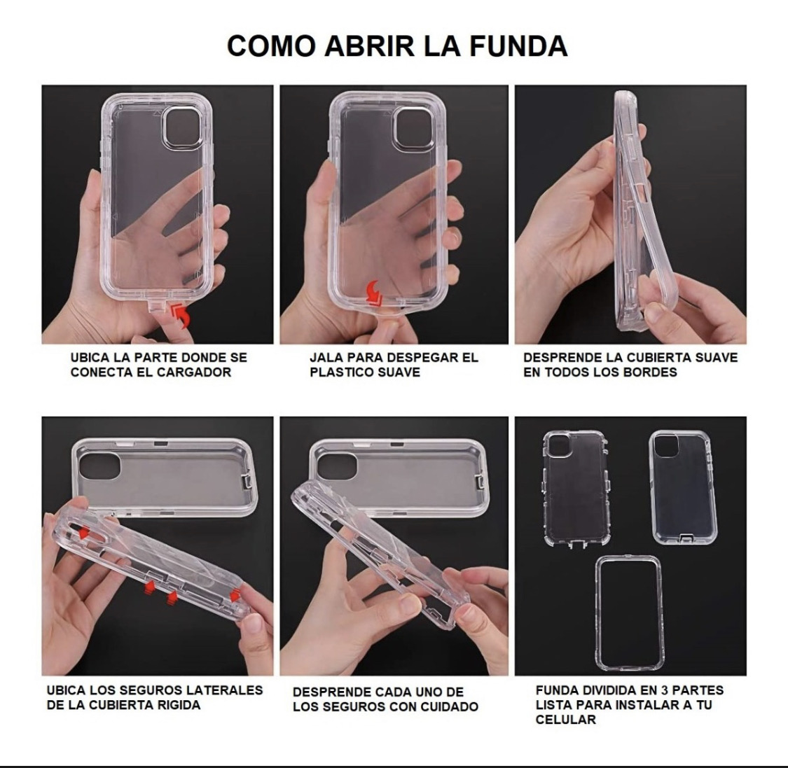 funda uso rudo tipo otterbox para IPhone XR transparente calidad premium