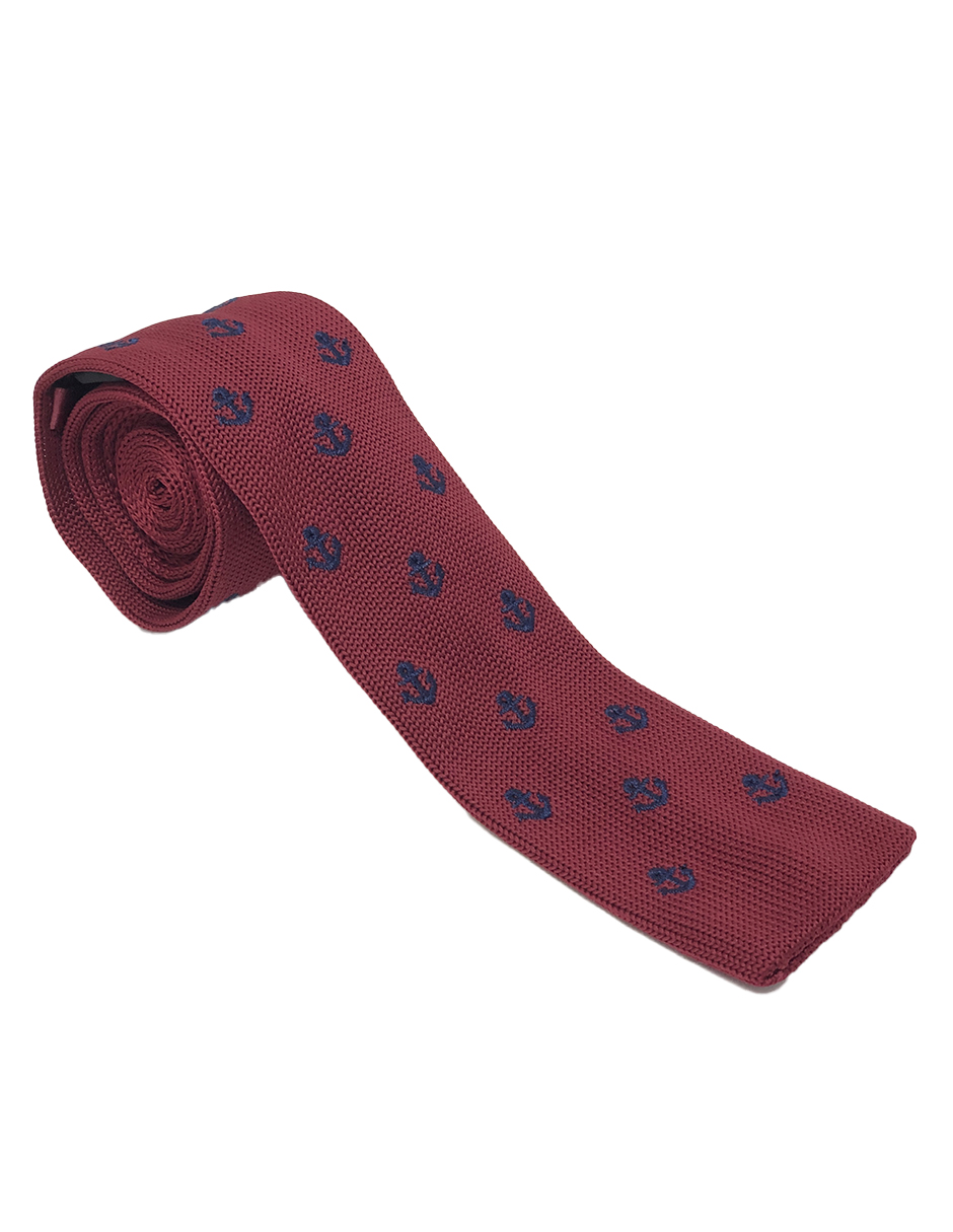 Corbata Lisa Red Garnet Ancla Caballero Hombre Sarosa				
