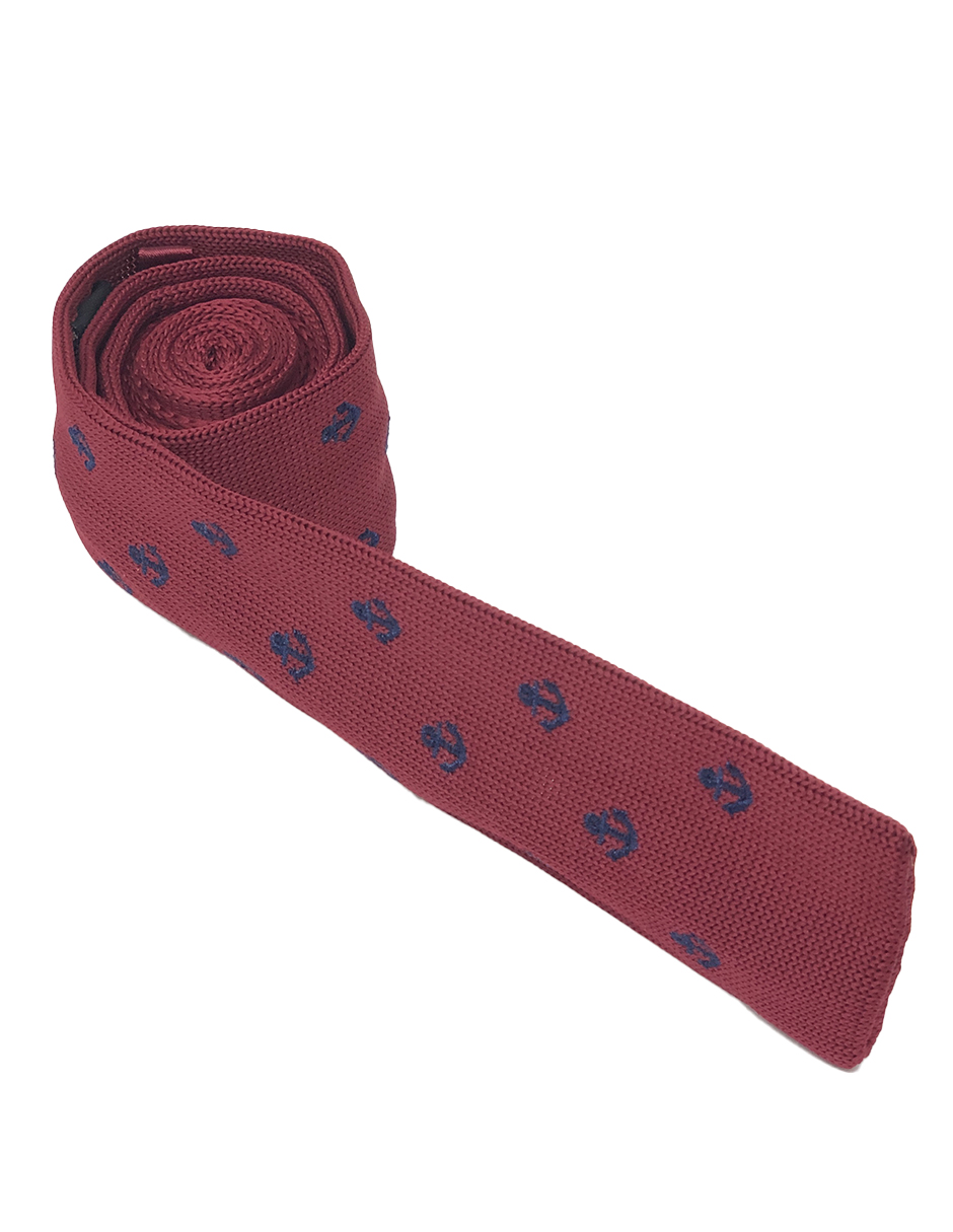Corbata Lisa Red Garnet Ancla Caballero Hombre Sarosa				