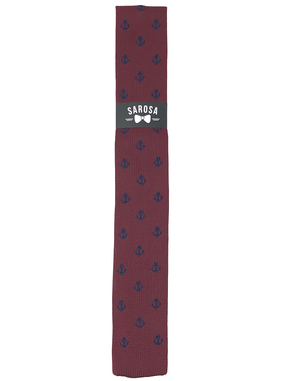 Corbata Lisa Red Garnet Ancla Caballero Hombre Sarosa				