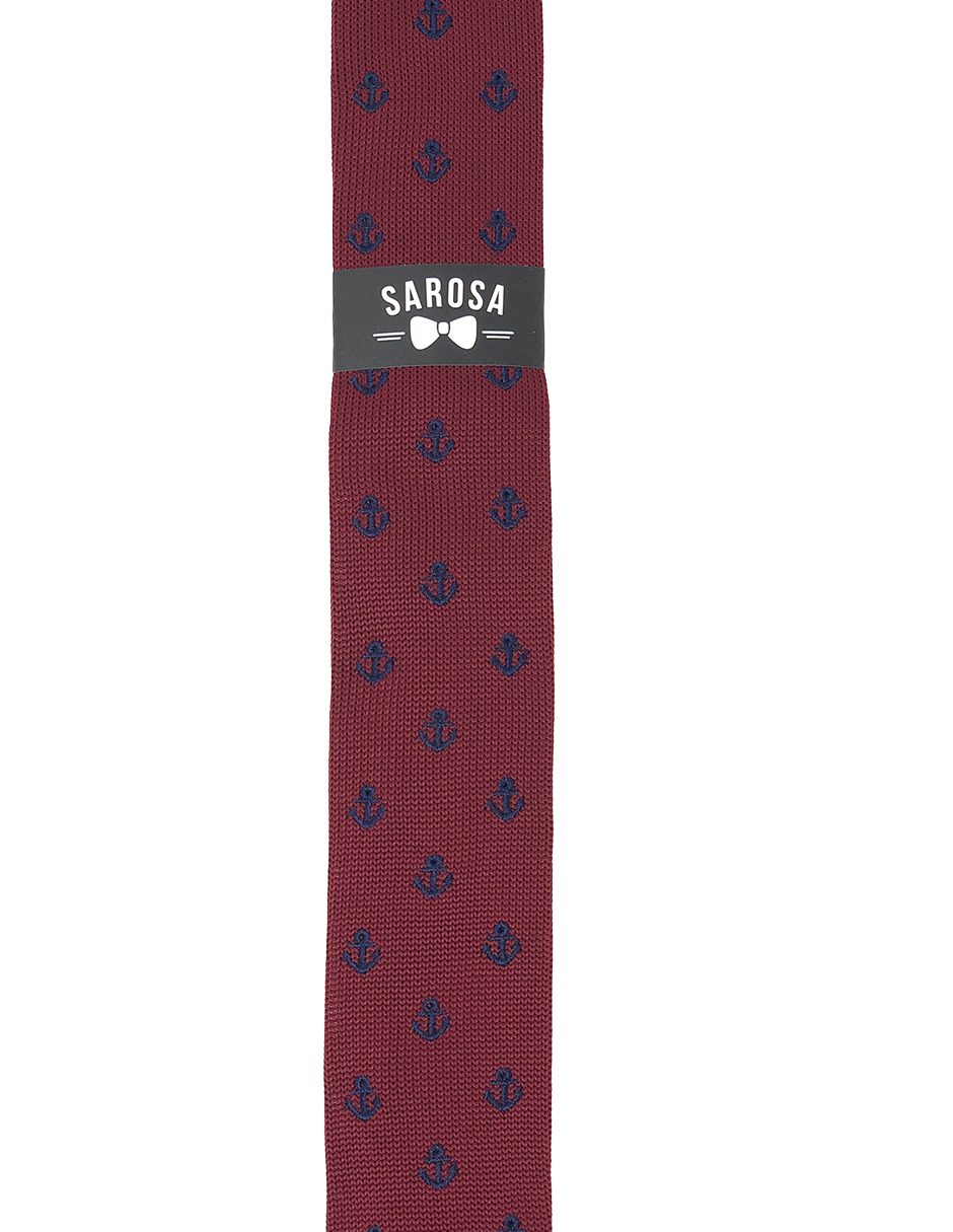 Corbata Lisa Red Garnet Ancla Caballero Hombre Sarosa				