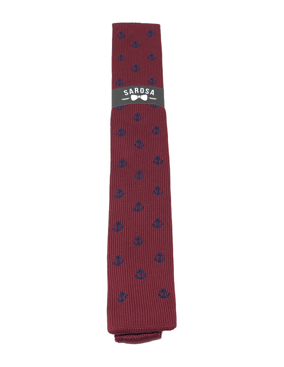 Corbata Lisa Red Garnet Ancla Caballero Hombre Sarosa				