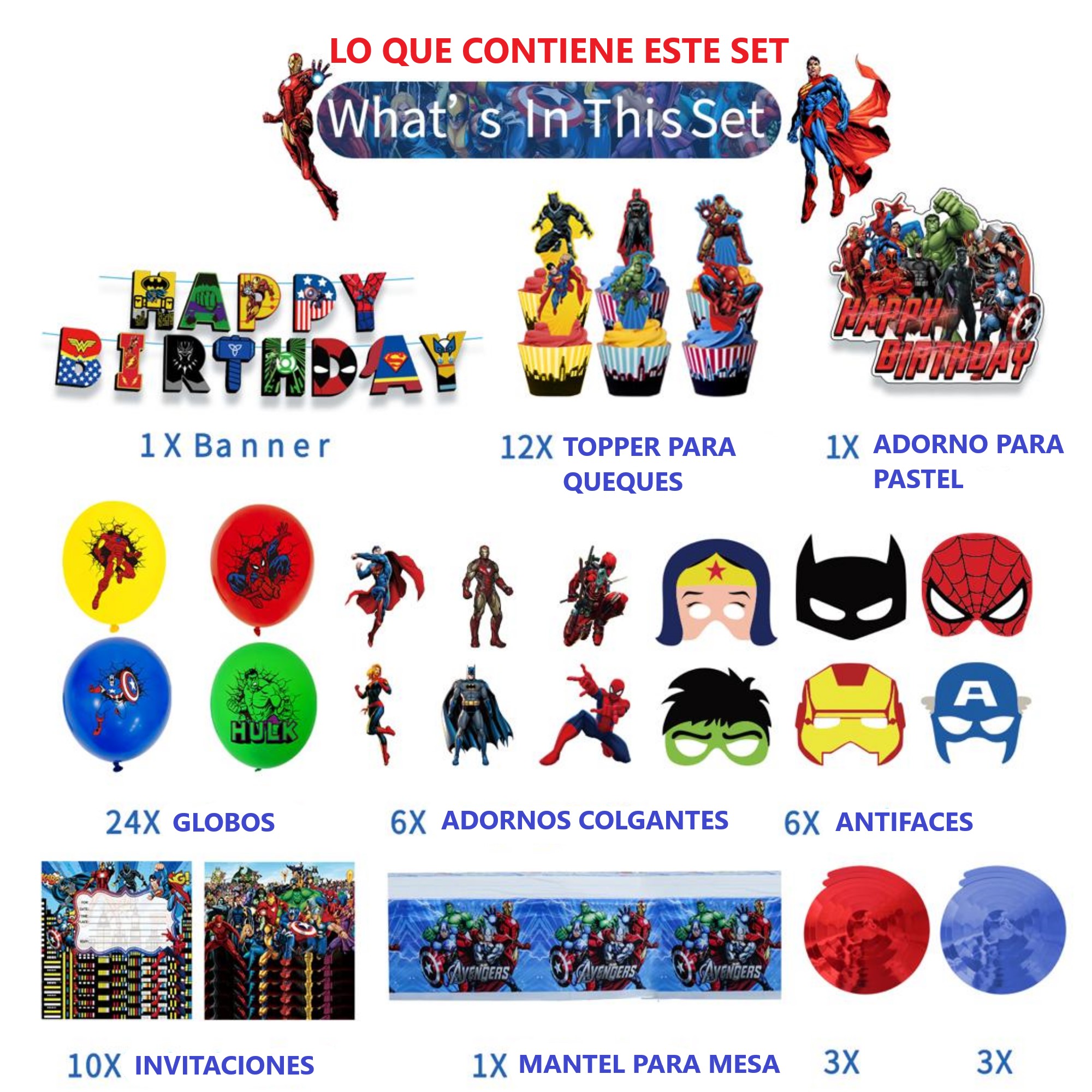 Globos De Cumpleaños Decoración Kit De Fiesta AVENGERS