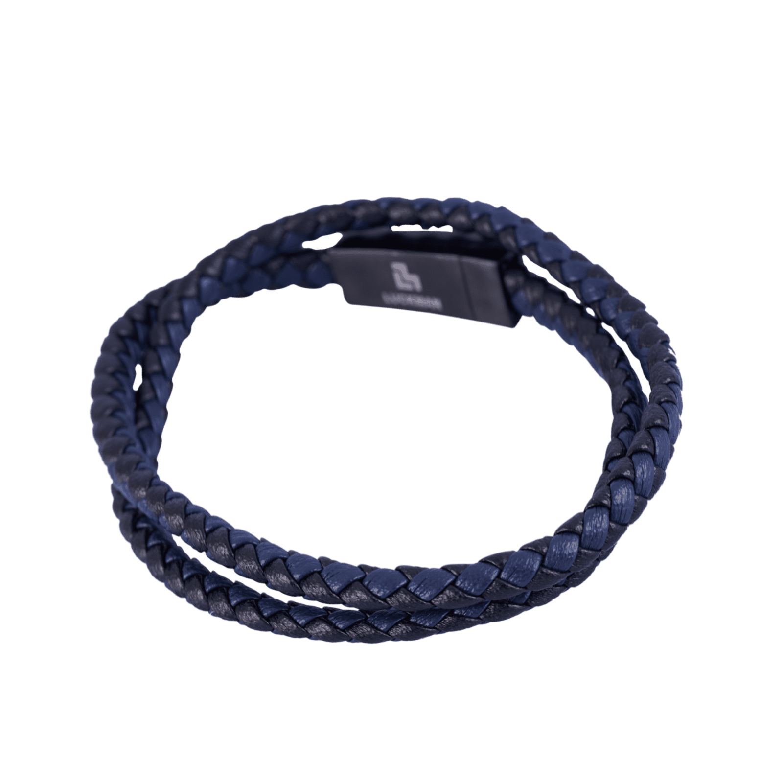 LUCKMAN Pulsera Hombre Doble Vuelta, Brazalete de Cuero Piel Vegana , Acero Inoxidable Color Negro y Broche Magnético - Modelo Kent