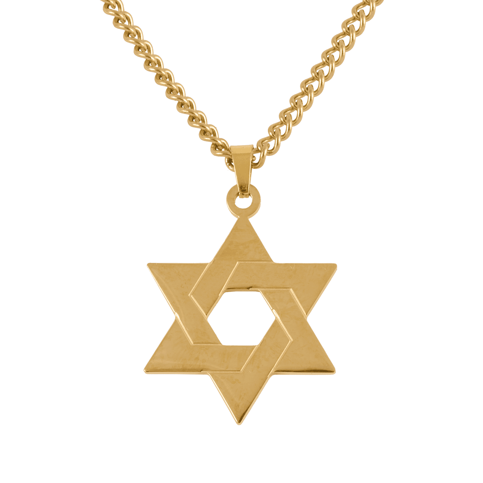 LUCKMAN Collar Hombre de Estrella de David, Cadena con Dije, Acero Inoxidable con Baño de Oro 18k - Modelo Dave