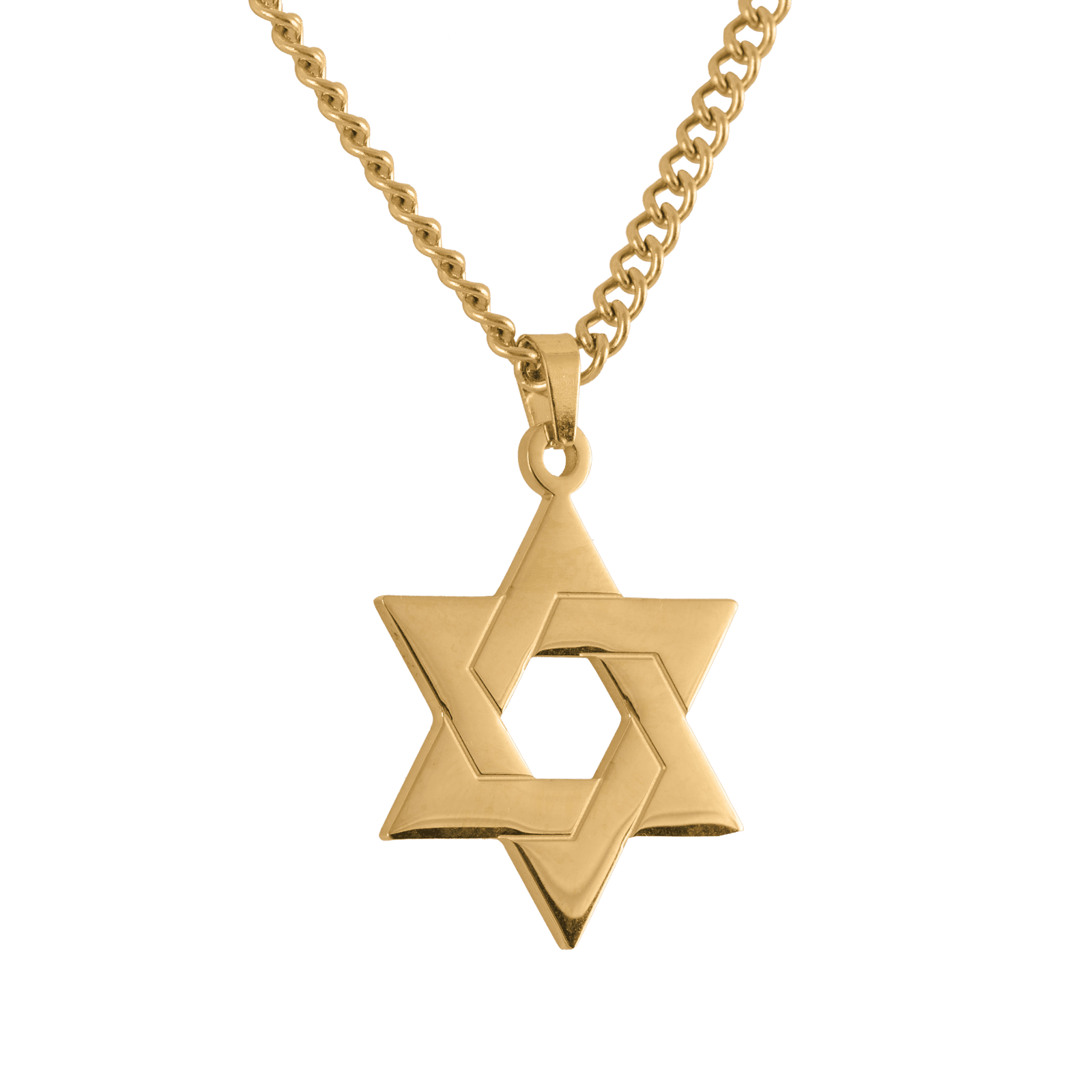 LUCKMAN Collar Hombre de Estrella de David, Cadena con Dije, Acero Inoxidable con Baño de Oro 18k - Modelo Dave