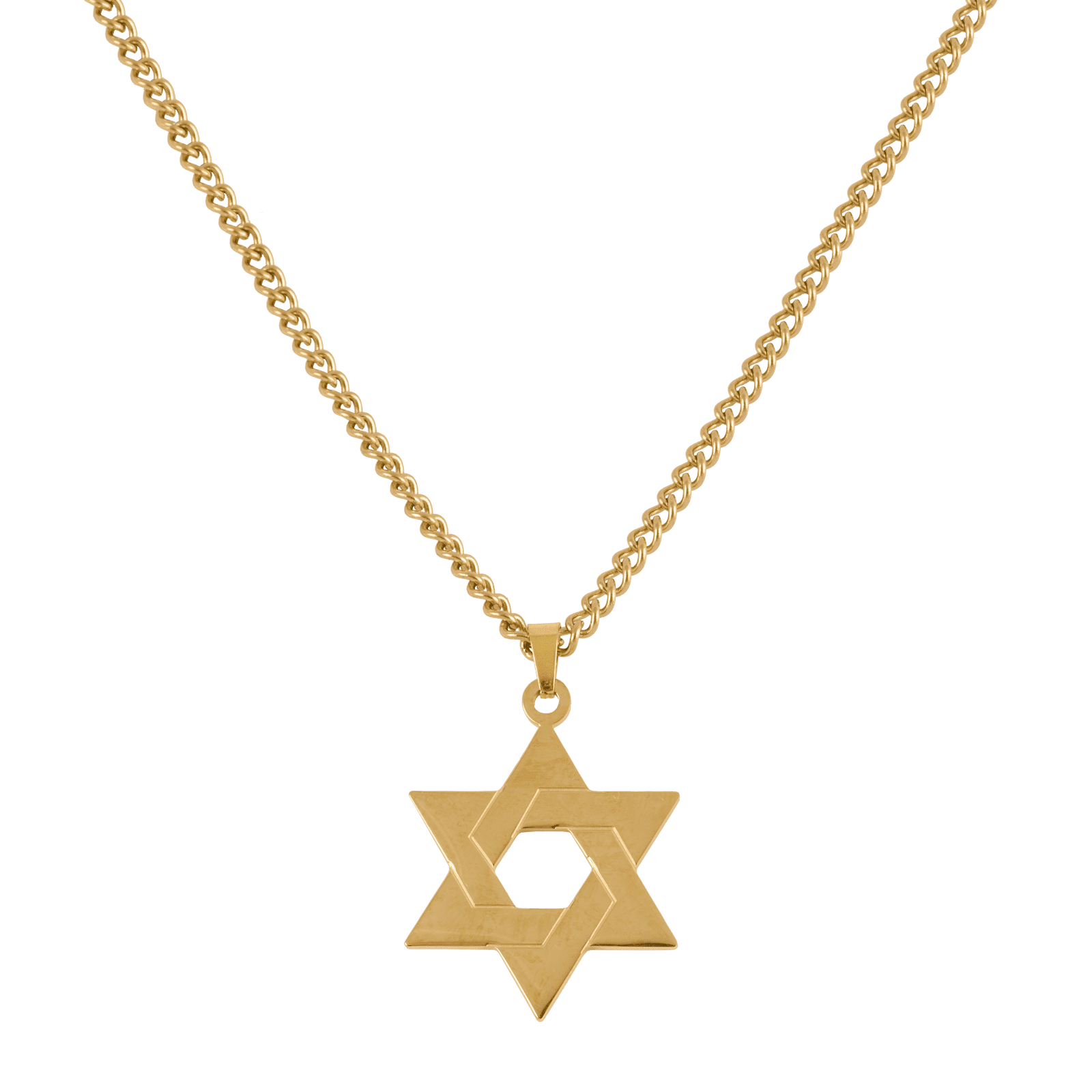 LUCKMAN Collar Hombre de Estrella de David, Cadena con Dije, Acero Inoxidable con Baño de Oro 18k - Modelo Dave
